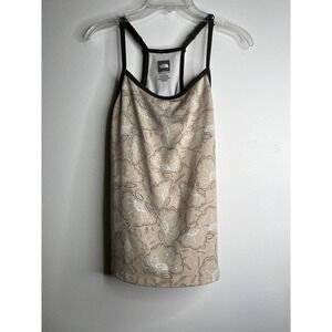 THE North Face Tank Top Medium Activewear Workout Yoga Gym Tan Floral
